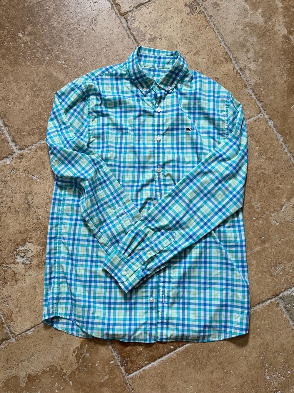 Vineyard Vines Green & Blue Plaid Button-Down Shirt